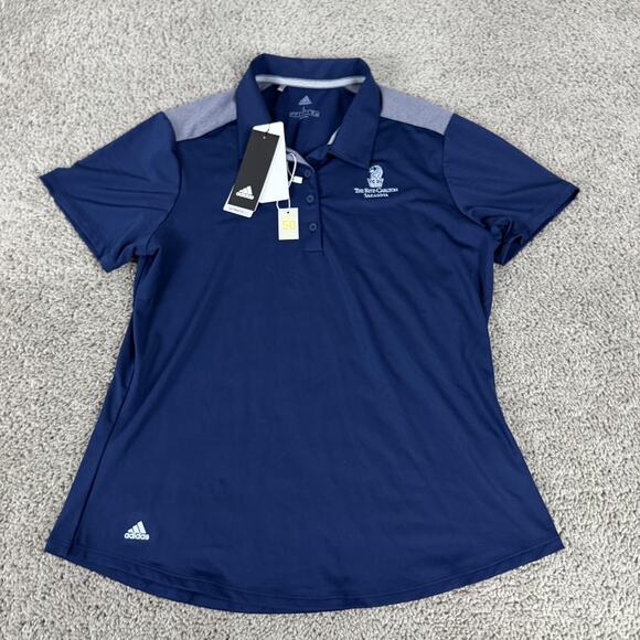 Adidas Polo Shirt Womens Large Navy Ultimate Heather UPF 50 Ritz Carlton - Picture 2 of 11